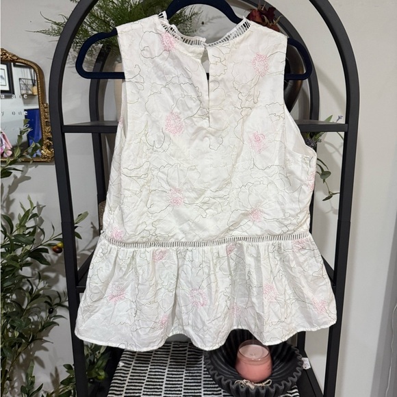 Endless Rose Floral Embroidered Tank Top - Cream and Pink size large - Picture 6 of 9